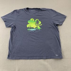 Life Is Good Shirt Mens 3XL Blue Feelin Lucky Shamrock Graphic Tee St Patricks